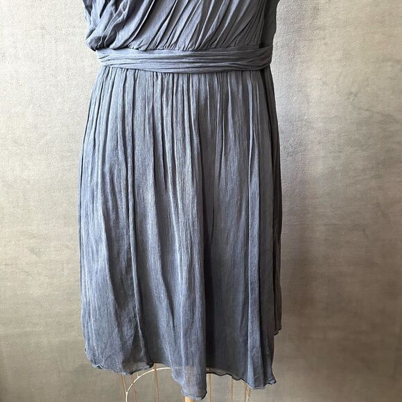J.Crew Kylie One Shoulder Blue Silk Chiffon Dress Women’s 16 Wedding Cocktail - Picture 3 of 9